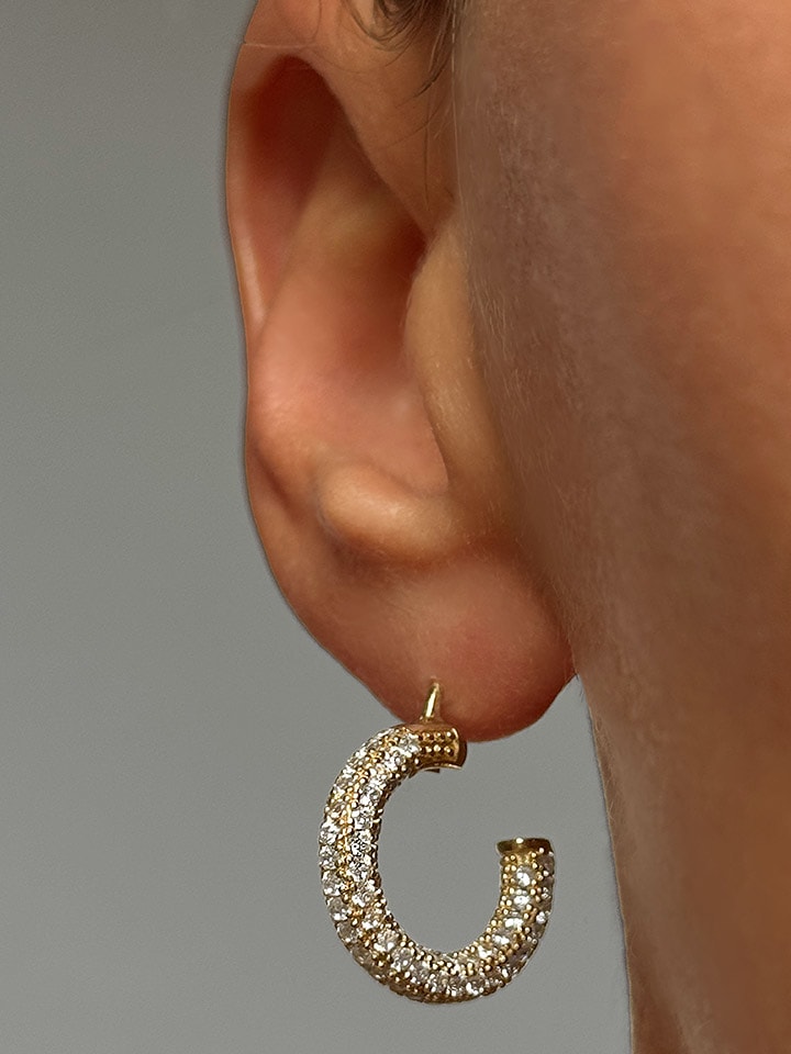 DI GIORGIO Pozłacane kolczyki-kreole z cyrkoniami rozmiar: onesize