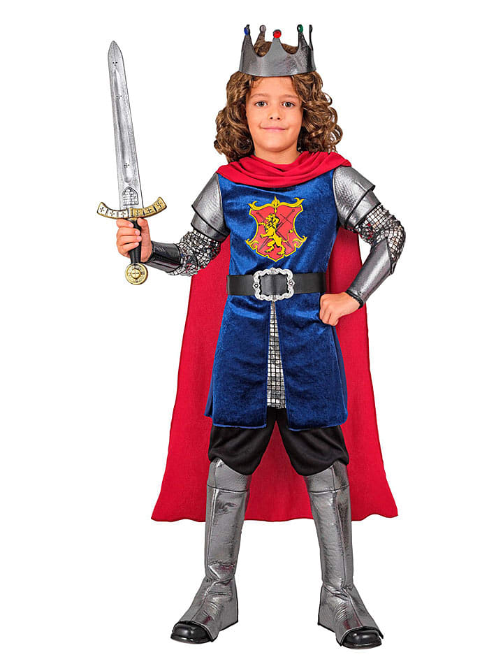 Carnival Party 5-częściowy kostium "King" w kolorze srebrno-granatowo-czerwonym rozmiar: 158