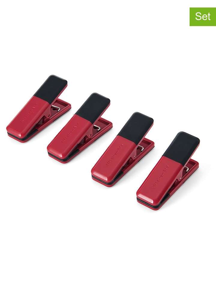 KitchenAid Klamerki kuchenne (4 szt.) w kolorze czerwono-czarnym - wys. 8,6 cm rozmiar: onesize