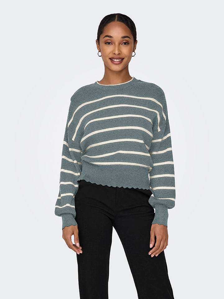 ONLY Sweter w kolorze niebiesko-białym rozmiar: L