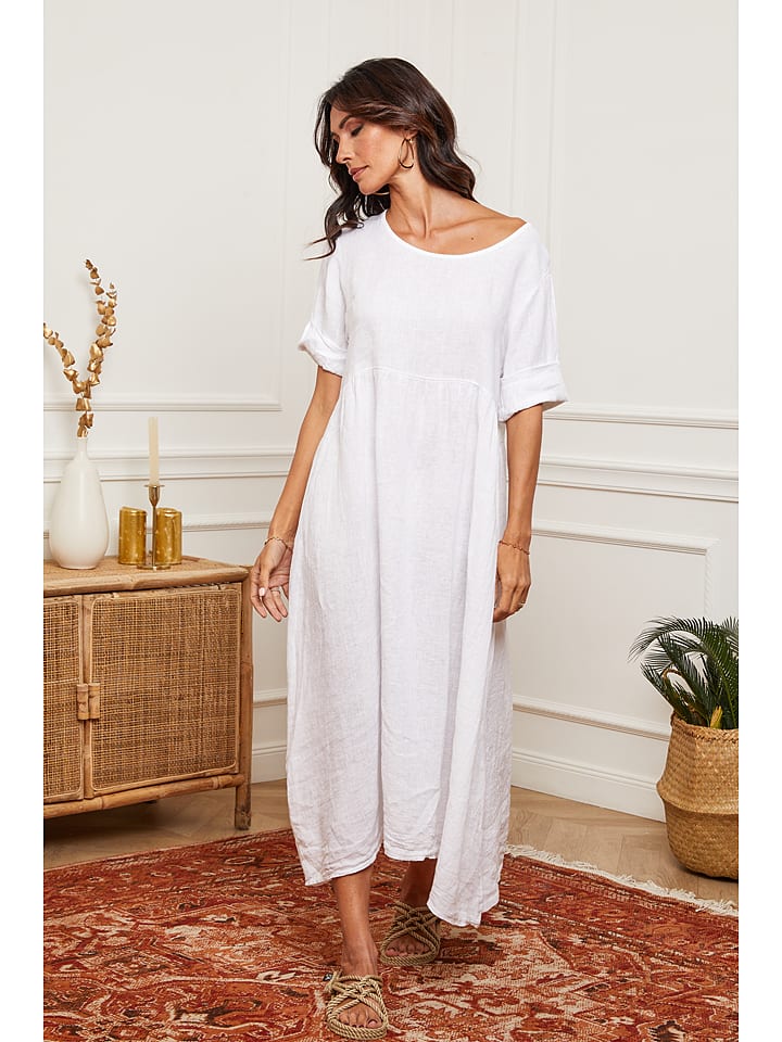 La Compagnie Du Lin Lniana sukienka w kolorze białym rozmiar: L