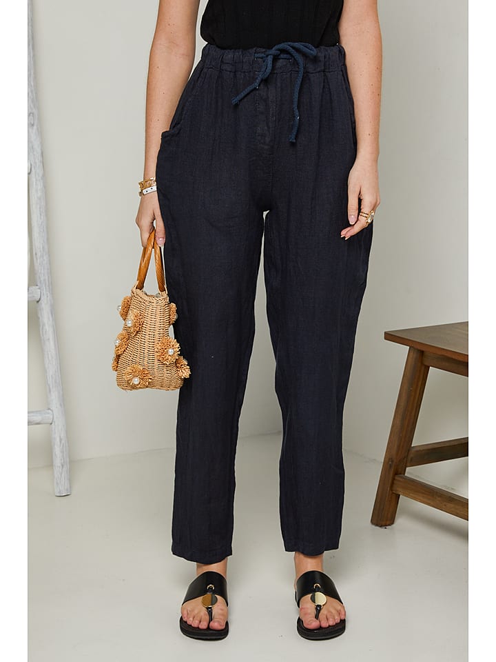 Rodier Lin Lniane spodnie w kolorze granatowym rozmiar: XL/XXL