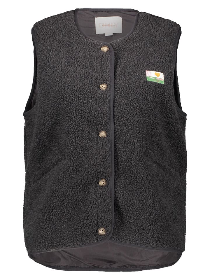 ONLY Kamizelka pluszowa w kolorze antracytowym rozmiar: M