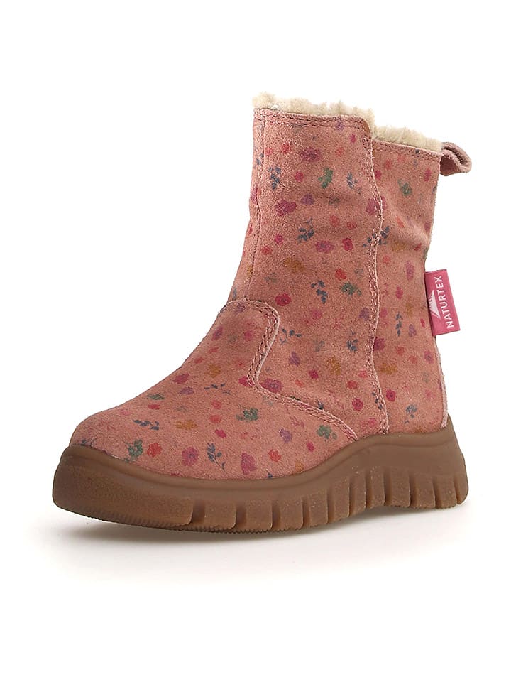 Naturino Skórzane botki zimowe "Pukak" w kolorze jasnoróżowym rozmiar: 24
