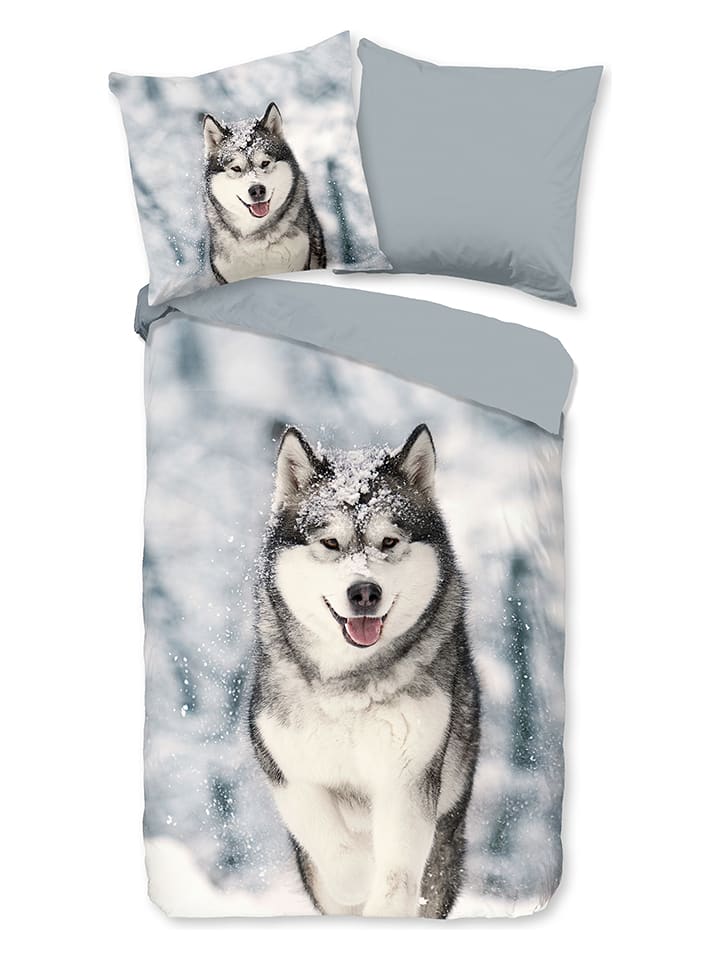 Good Morning Komplet pościeli flanelowej "Husky" w kolorze szarym rozmiar: 240x220 cm