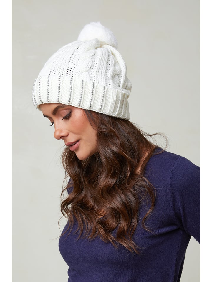 Soft Cashmere Czapka w kolorze białym rozmiar: onesize