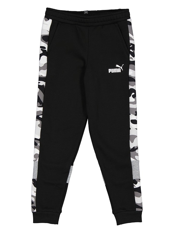 Puma Spodnie dresowe "ESS+ Camo" w kolorze czarno-białym rozmiar: 128