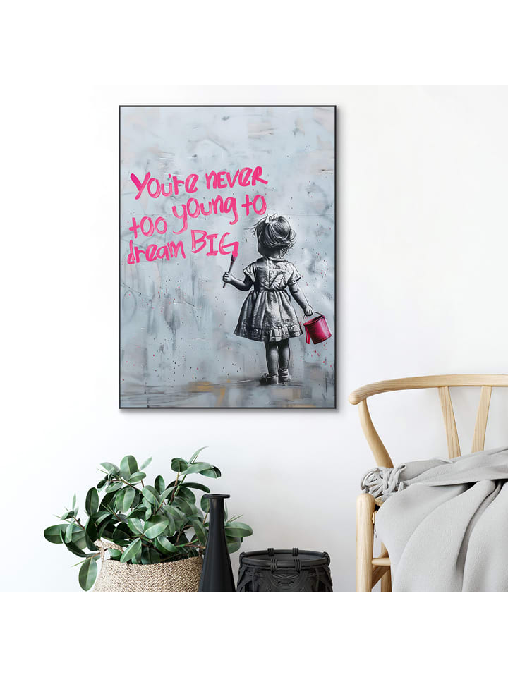 Orangewallz Druk artystyczny "Never too young" w ramce rozmiar: 50x70 cm