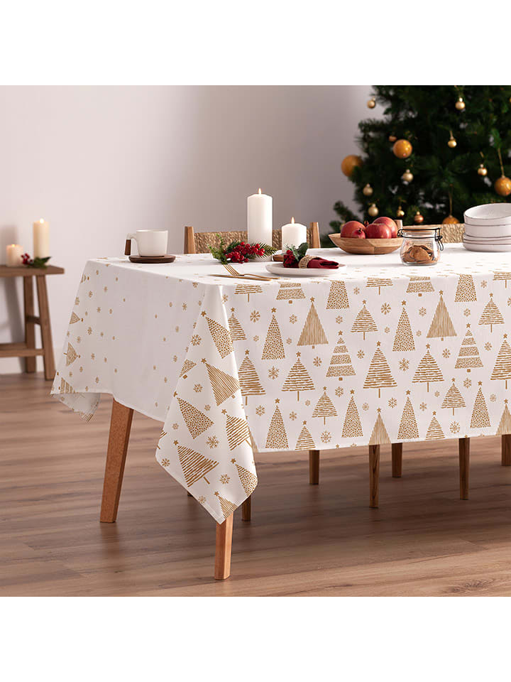 Mint Rugs Obrus "Christmas Zuria" w kolorze biało-musztardowym rozmiar: 155x350 cm