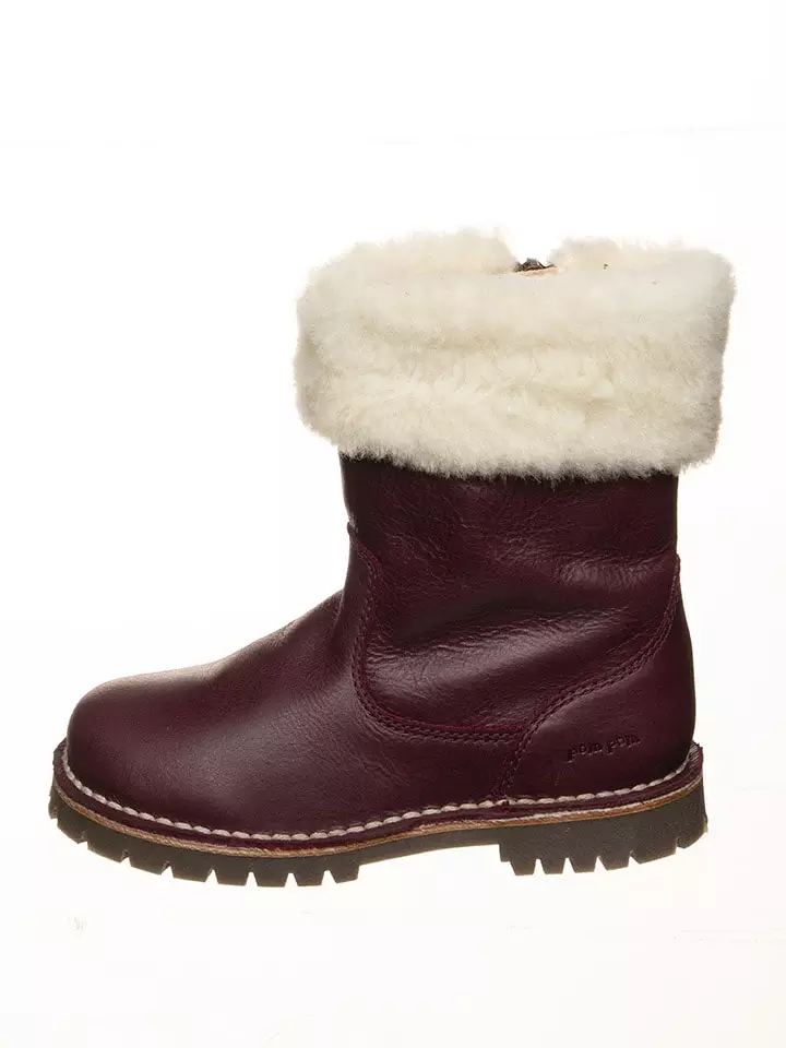 POM POM Skórzane kozaki zimowe w kolorze fioletowym rozmiar: 30