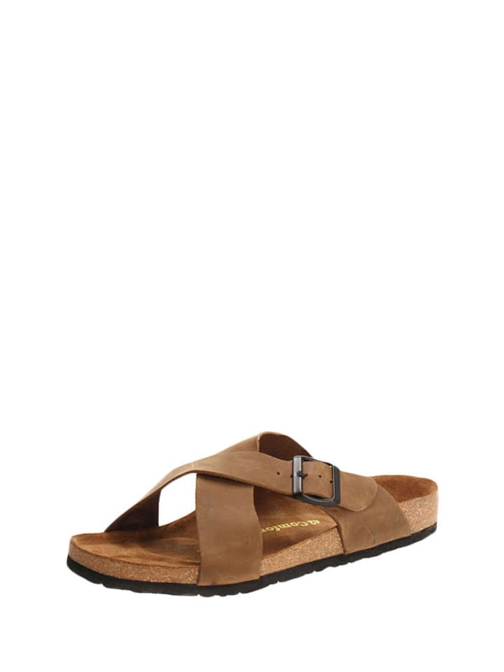 Comfortfusse Skórzane klapki w kolorze jasnobrązowym rozmiar: 41