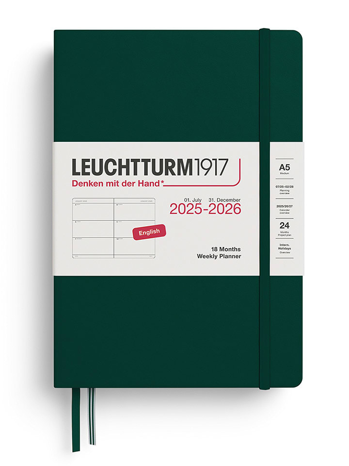 LEUCHTTURM1917 Notatnik w kolorze ciemnozielonym z kalendarzem - A5 rozmiar: onesize