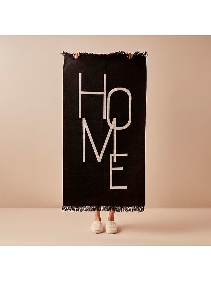 BELLA MAISON Dywan bawełniany "Home" w kolorze czarnym rozmiar: 80x150 cm