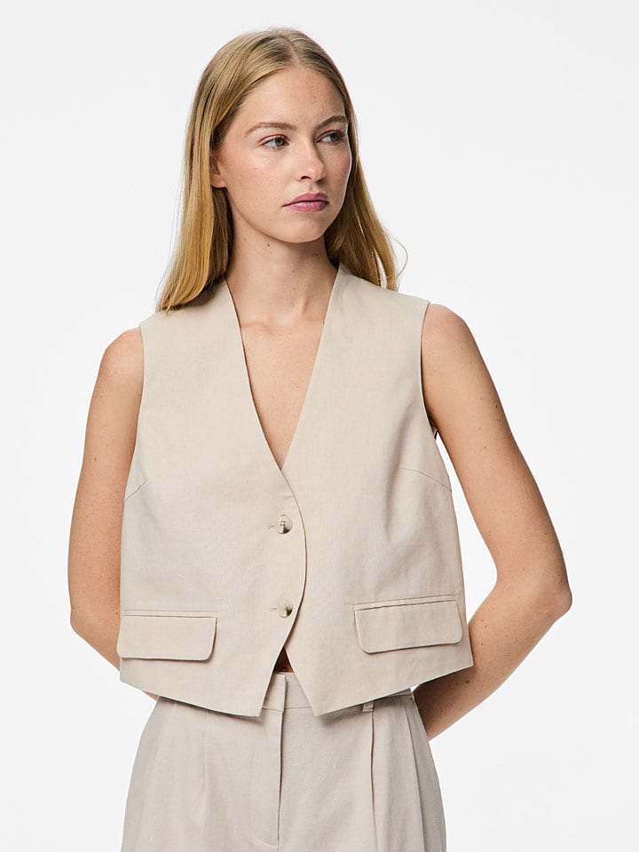 Pieces Kamizelka "Tiki" w kolorze kremowym rozmiar: M