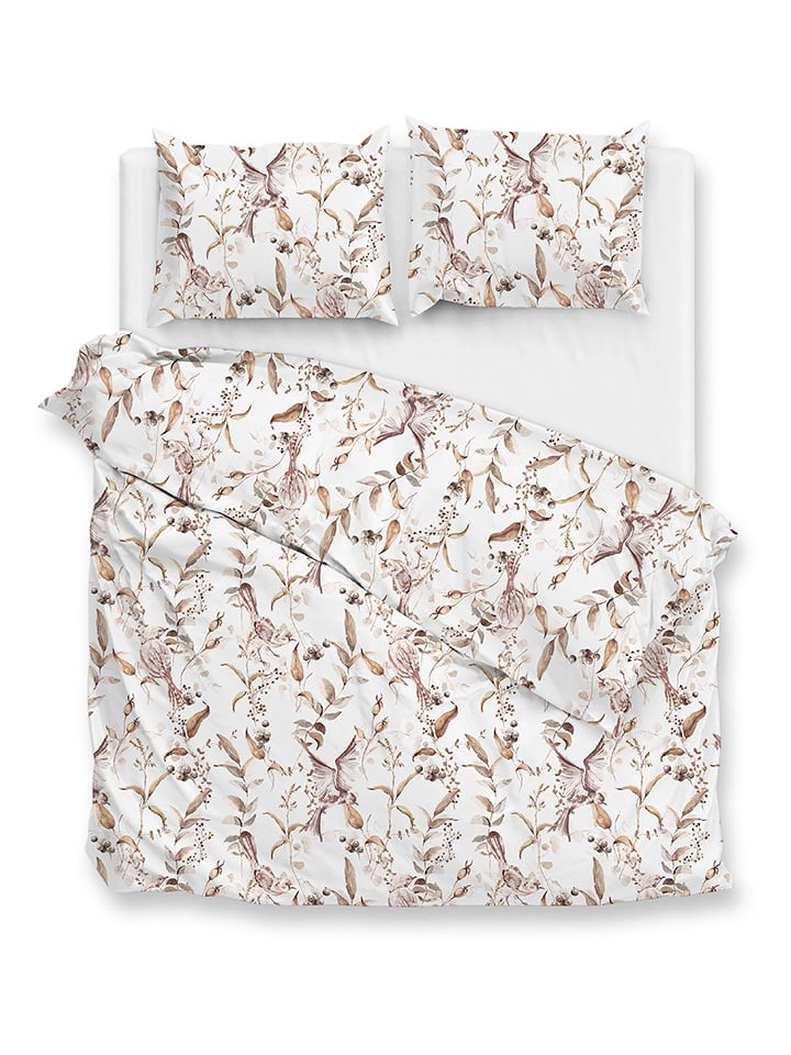 Zo!Home Komplet pościeli flanelowej "Colette" w kolorze biało-brązowym rozmiar: 260x220 cm