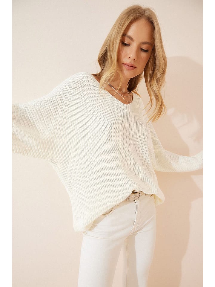 Happiness Istanbul Sweter w kolorze kremowym rozmiar: onesize