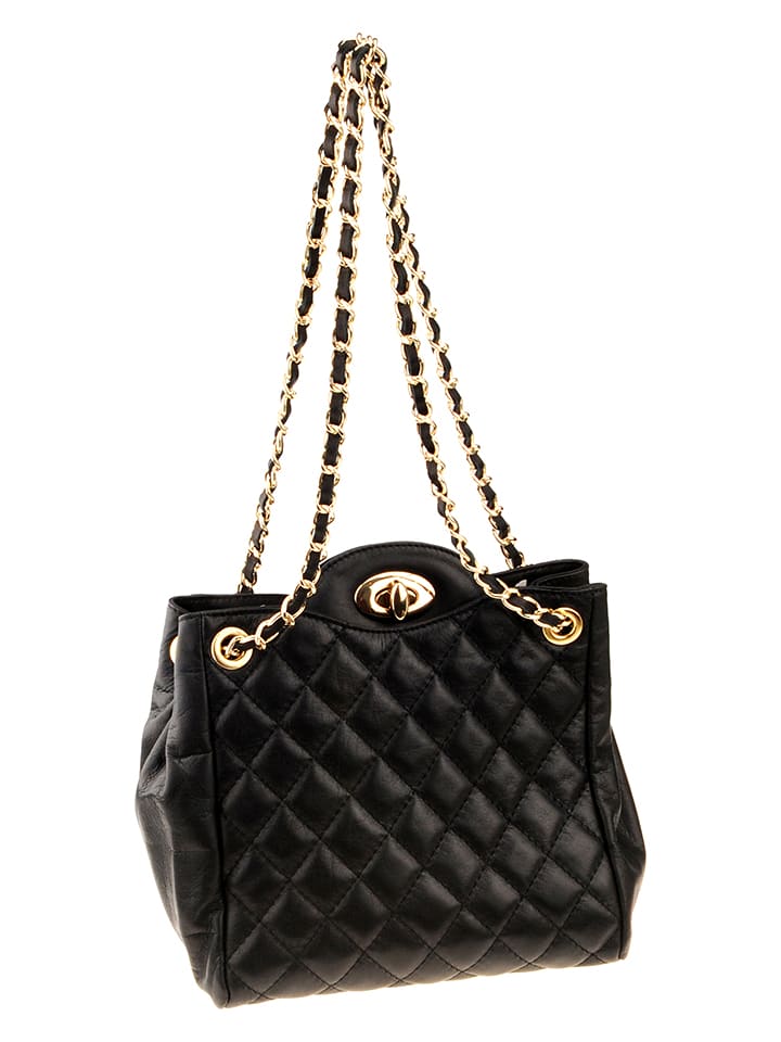 ORE10 Skórzana torebka "Farc" w kolorze czarnym - 28 x 26 x 12 cm rozmiar: onesize