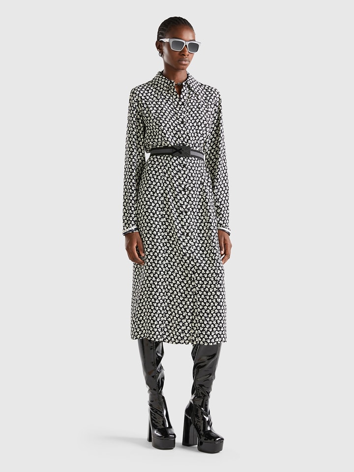 Benetton Sukienka w kolorze czarno-białym rozmiar: M