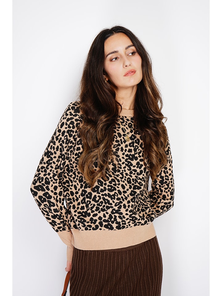 ASSUILI Sweter w kolorze czarno-beżowym rozmiar: 40