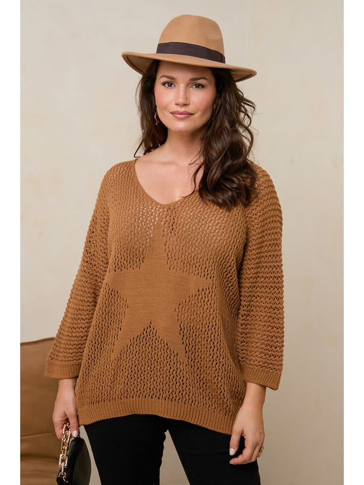 Curvy Lady Sweter w kolorze jasnobrązowym rozmiar: 48/50