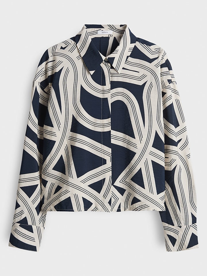 OPUS Bluzka "Famena" w kolorze biało-granatowym rozmiar: 36