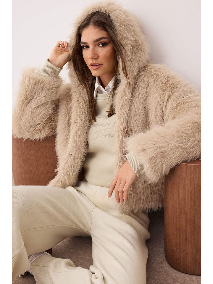 trendyol Kurtka pluszowa w kolorze beżowym rozmiar: S