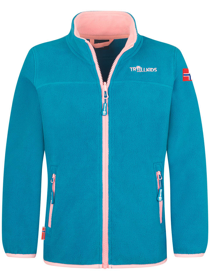 Trollkids Kurtka polarowa "Oppdal" w kolorze niebiesko-jasnoróżowym rozmiar: 116