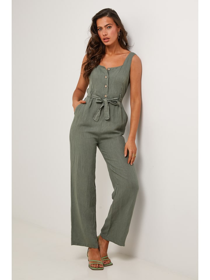 Le Monde du Lin Lniany kombinezon w kolorze zielonym rozmiar: 38/40