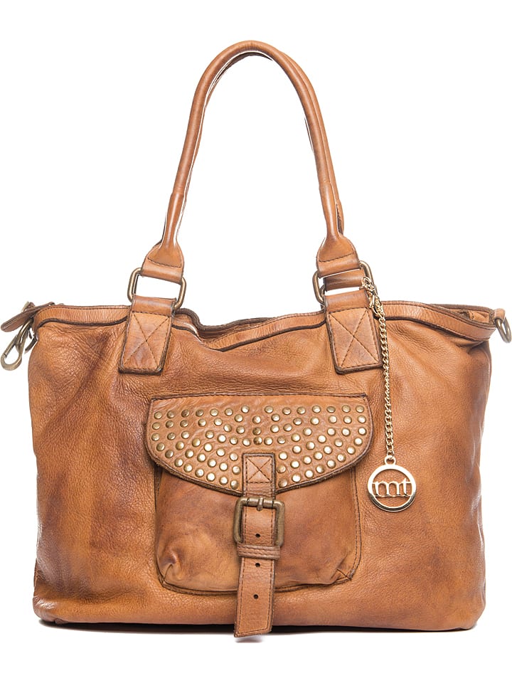 Mia Tomazzi Skórzana torebka "Sirio" w kolorze jasnobrązowym - 34 x 29 x 13 cm rozmiar: onesize