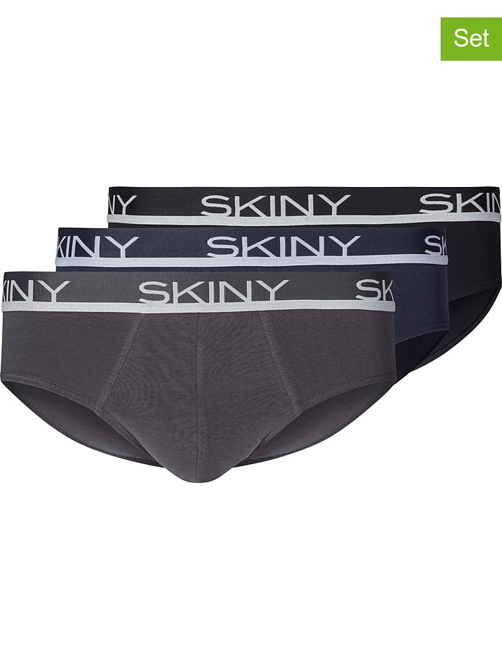 Skiny Slipy (3 pary) w kolorze szarym, granatowym i czarnym rozmiar: L