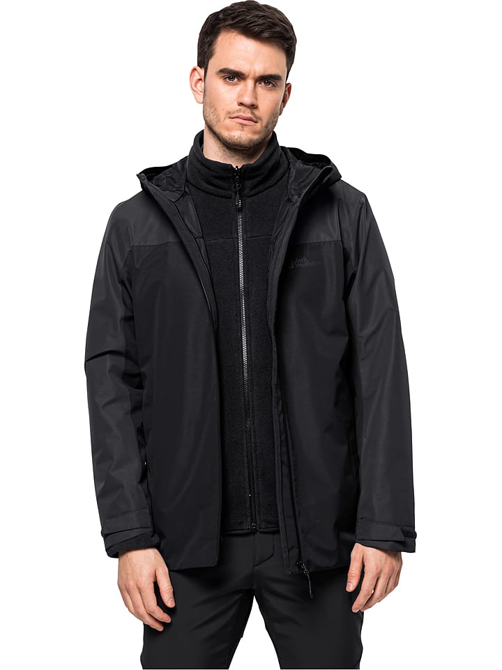 Jack Wolfskin Kurtka funkcyjna 3w1 "Taubenberg" w kolorze czarnym rozmiar: L