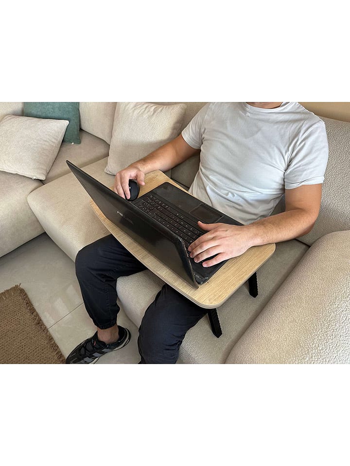 Evila Stolik "Milton" w kolorze jasnobrązowo-czarnym pod laptopa - 60 x 24 x 34 cm rozmiar: onesize