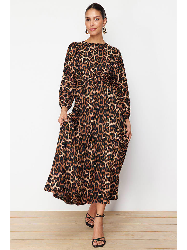 trendyol Sukienka w kolorze karmelowo-czarnym rozmiar: 40