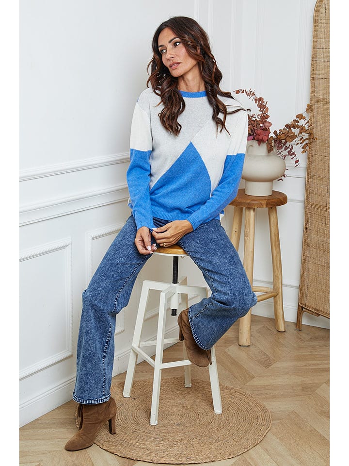 Joséfine Sweter "Lanos" w kolorze błękitno-szaro-białym rozmiar: XL