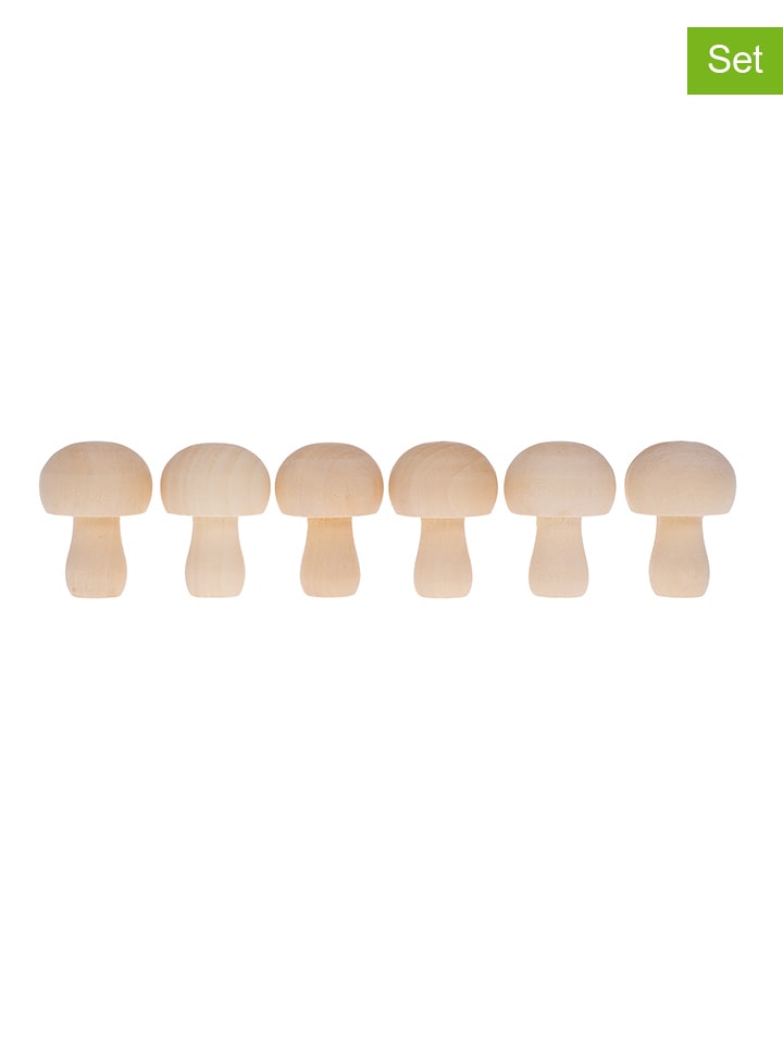 SUNNYSUE Drewniane grzybki (6 szt.) w kolorze jasnobrązowym rozmiar: onesize