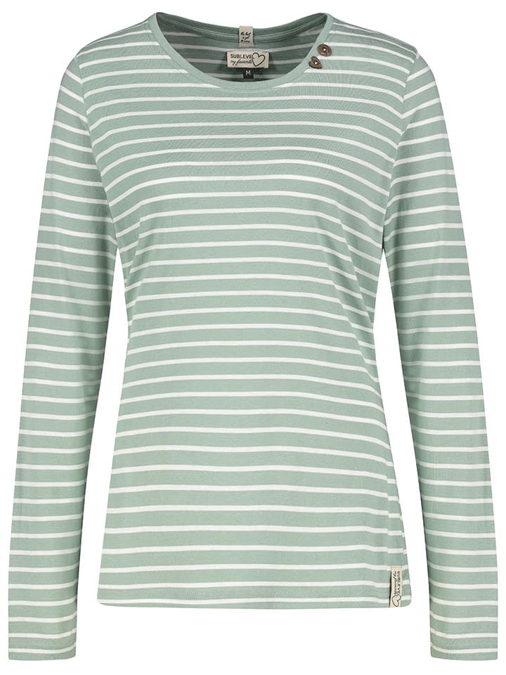 Sublevel Koszulka w kolorze miętowo-białym rozmiar: XS