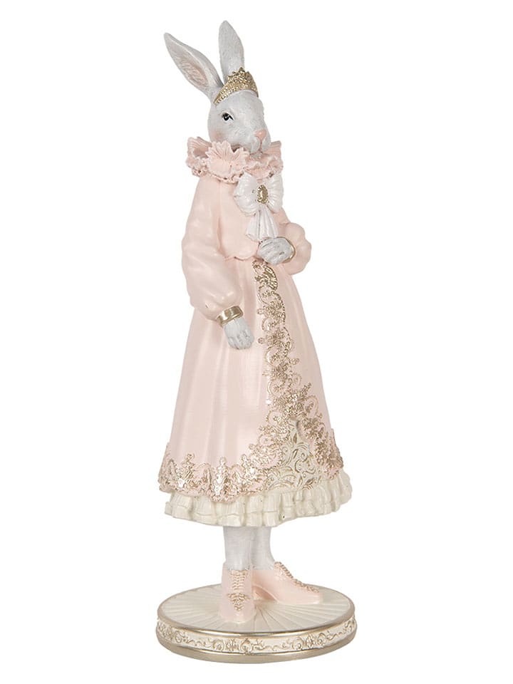 Clayre & Eef Figurka dekoracyjna w kolorze jasnoróżowo-białym - 11 x 31 x 11 cm rozmiar: onesize