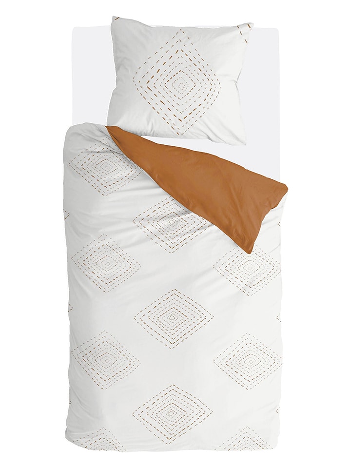 Walra Komplet pościeli "Boho Stitches" w kolorze biało-jasnobrązowym rozmiar: 135x200 cm