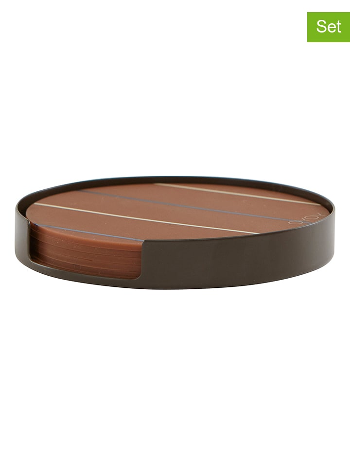 OYOY living design 7-częściowy zestaw "Oka" w kolorze brązowym - Ø 9,4 cm rozmiar: onesize