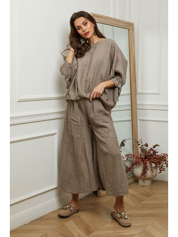 Plume Lniana bluzka "Jet" w kolorze szarobrązowym rozmiar: M