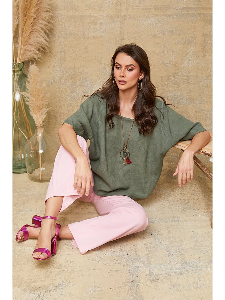 La Compagnie Du Lin Lniana koszulka "Calane" w kolorze khaki rozmiar: XXL