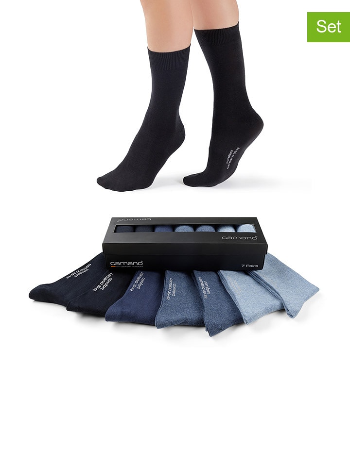 camano Skarpety (7 par) w kolorze błękitno-granatowym rozmiar: 39-42