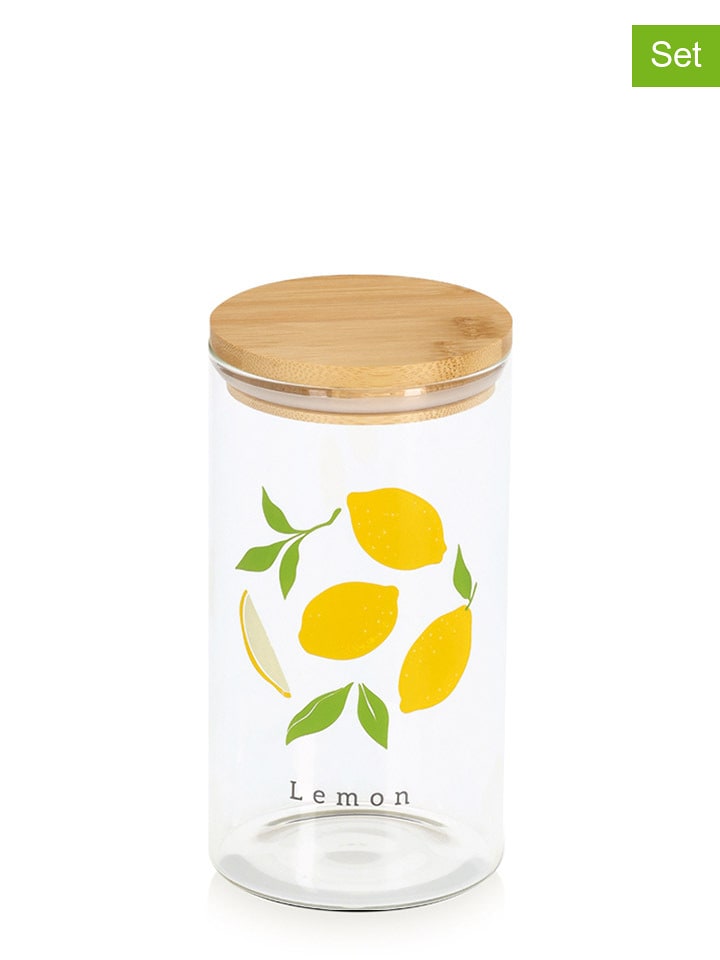 Zeller Słoiki (2 szt.) w kolorze żółto-zielonym - wys. 17 x Ø 9 cm rozmiar: onesize