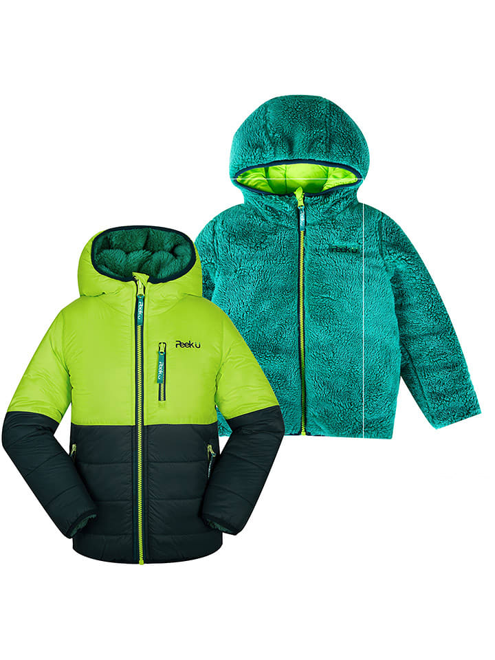Peek U Dwustronna kurtka pikowana "Wolf" w kolorze zielonym rozmiar: 116