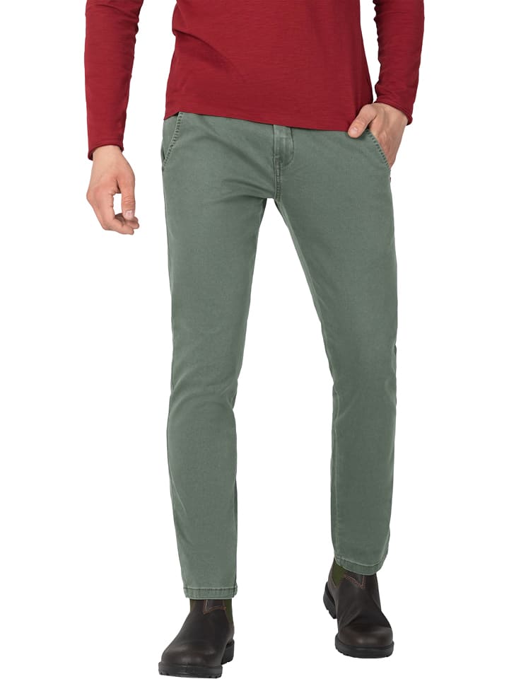 Timezone Spodnie chino "Janno" w kolorze zielonym rozmiar: W31/L32