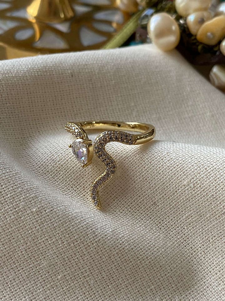 Luseera Pozłacany pierścionek z cyrkoniami rozmiar: onesize