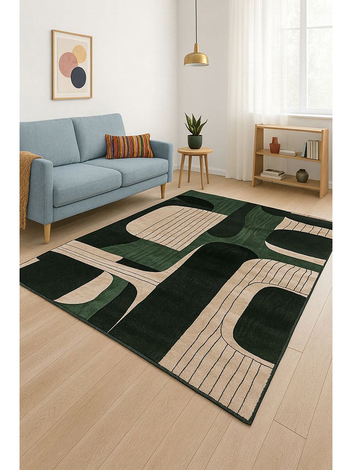 Mioli Dywan w kolorze czarno-zielono-kremowym rozmiar: 80x150 cm