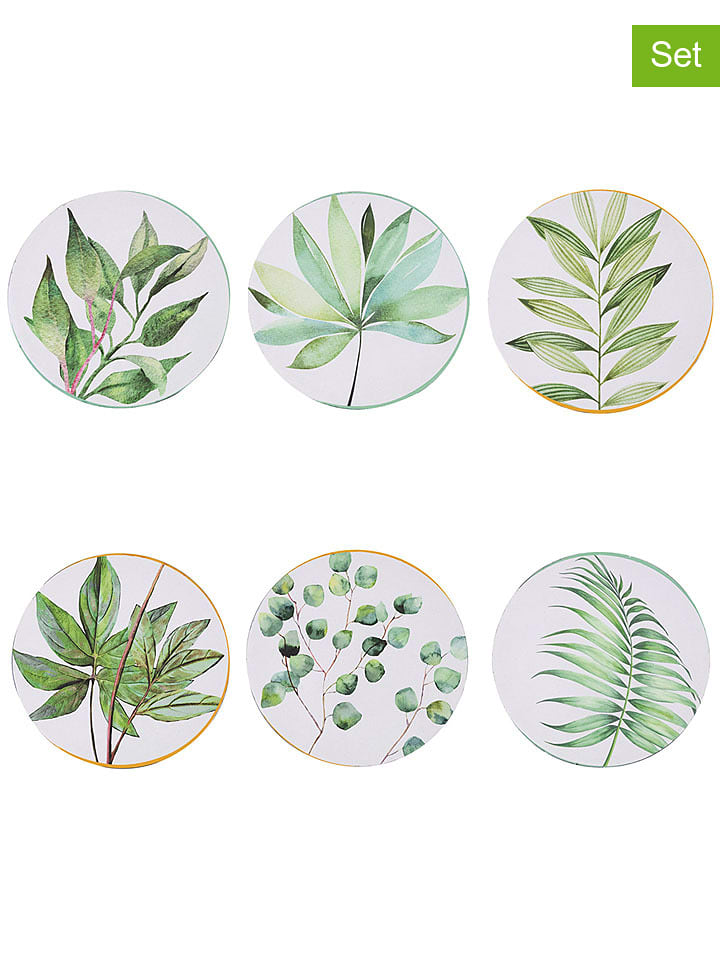 Villa d´Este Podkładki stołowe (6 szt.) w kolorze biało-zielonym - Ø 33 cm rozmiar: onesize