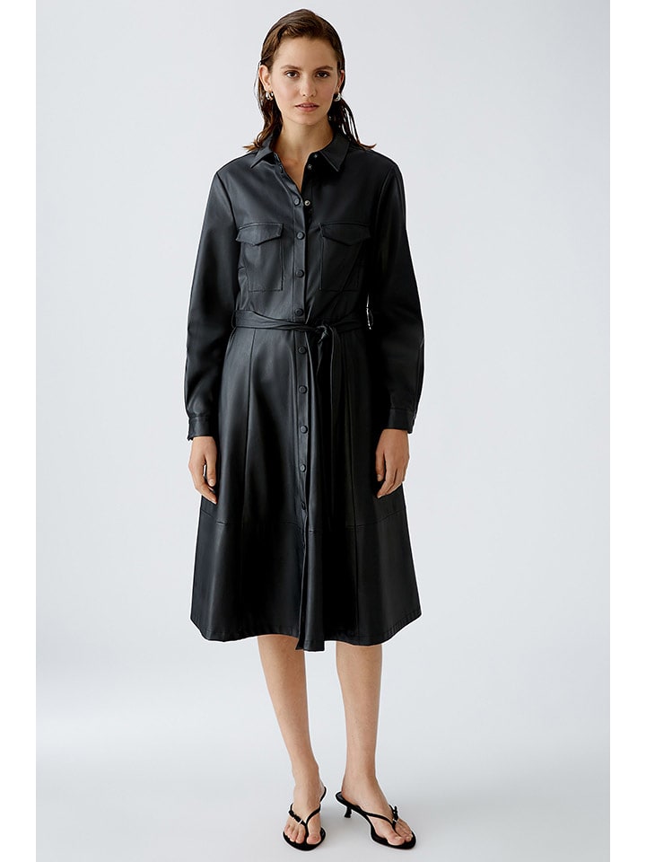 Oui Sukienka w kolorze czarnym ze skóry syntetycznej rozmiar: 36