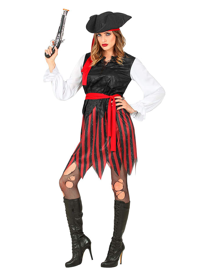 Carnival Party 5-częściowy kostium "Pirat" w kolorze czerwono-czarnym rozmiar: 3XL